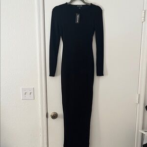 PrettyLittleThing Petite Black Towelled Maxi Dress